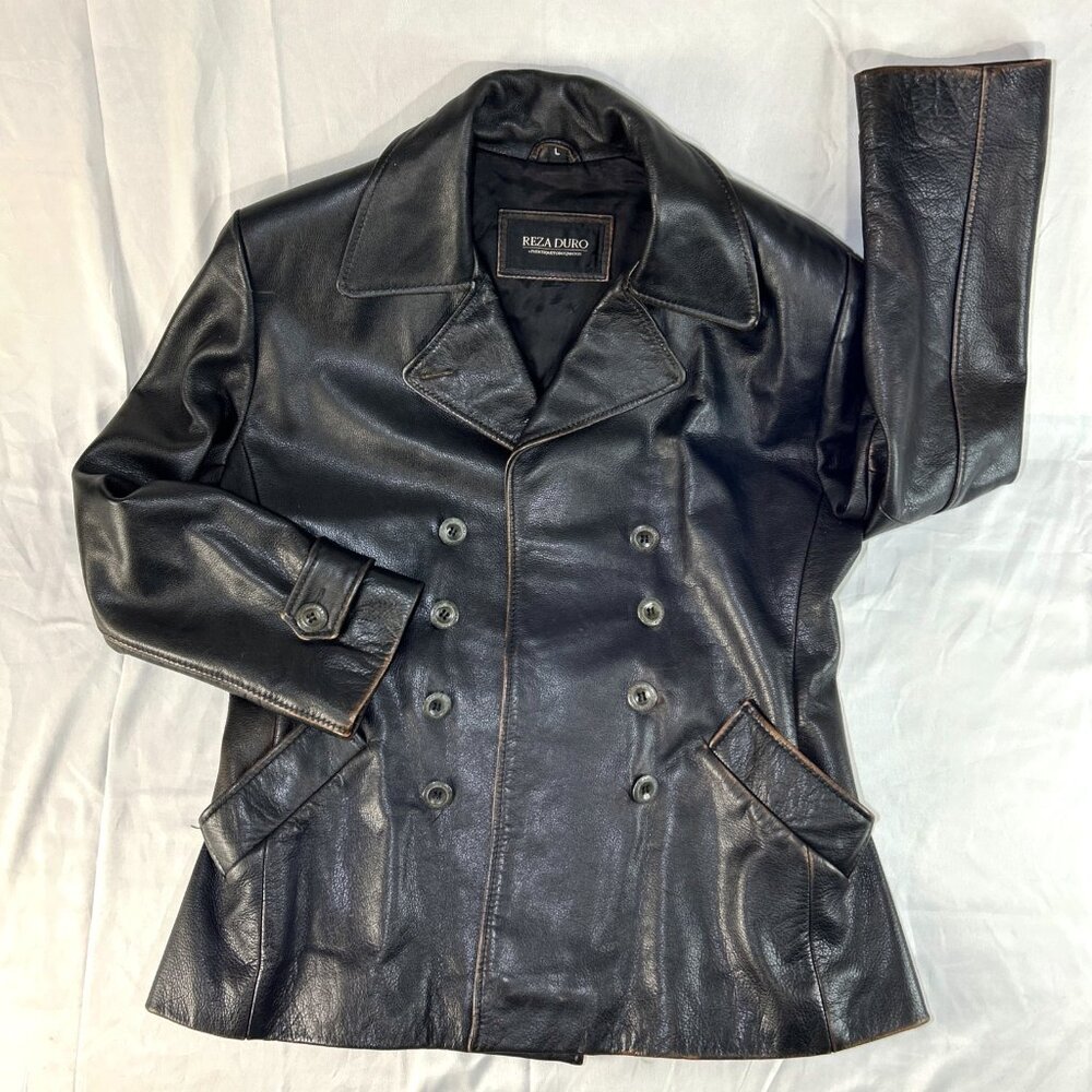 Rare Reza Duro Vintage Womens Hard Leather Jacket Sz Large